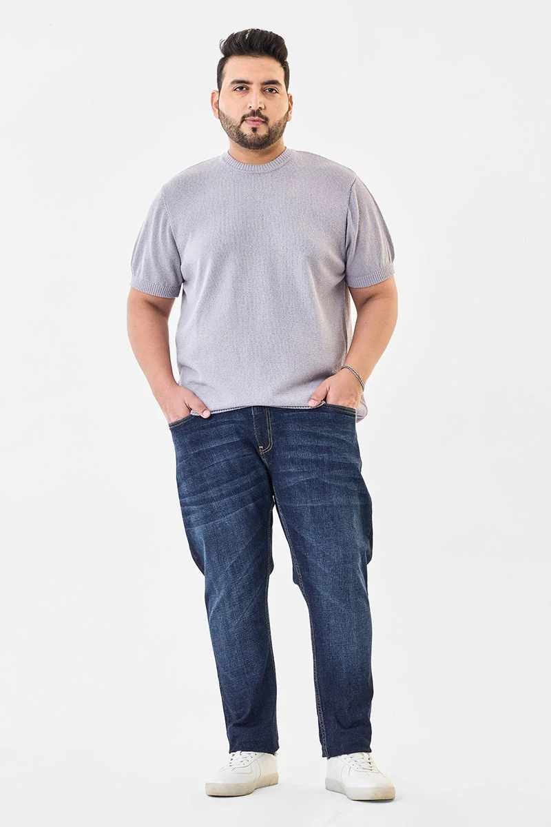 SNITCH Textured Flat Knit Plus Size T-Shirt